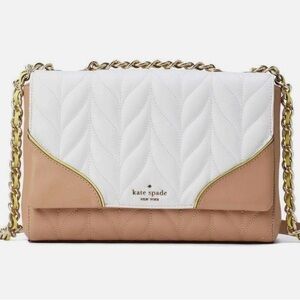 Kate Spade White and Tan Quilted Crossbody Bag